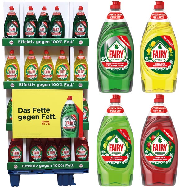 Fairy Spülmittel 900ml 96er Display 4fach sort.