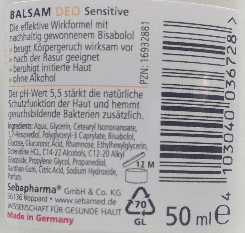 Sebamed deo roll-on balsam sensitiv 50ml