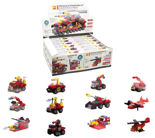 Bausteine im Display Feuerwehr 11,5cm, 12 fach sort.