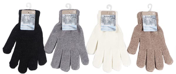 Winter Handschuhe Chenille 4 Fb. sort