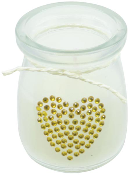 Kerzenlicht aus Glas mit Glitzersteinen 5,5x7cm