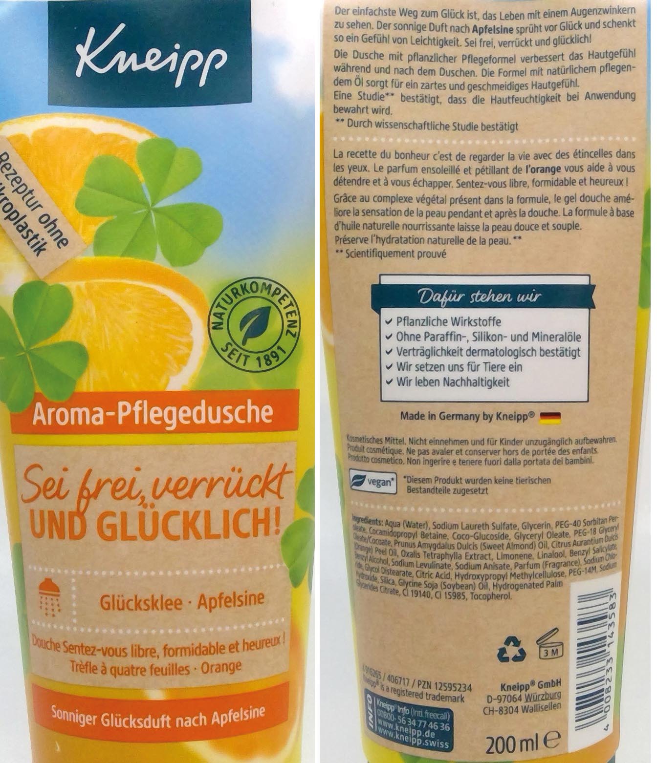 Kneipp Dusch 200ml Glücksklee + Apfelsine