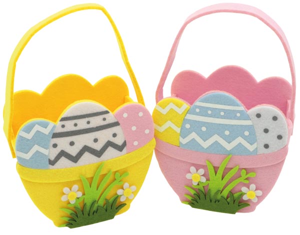 Easter basket (20x12x8cm) made of thick felt, with a long
