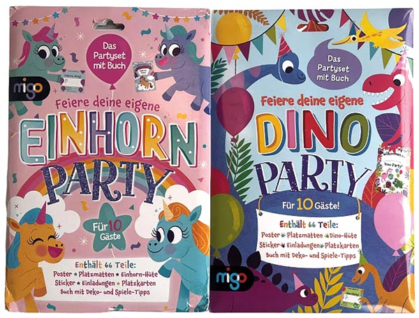 Partymappen 66teilig ! Einhorn und Dino Party