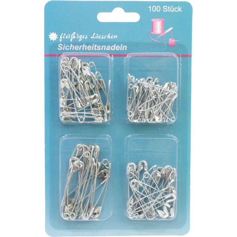 Safety Pins 100pc Set 4 Sizes Asstd. on Card