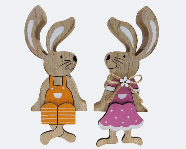 Hase Kantensitzer aus Holz 14,2x5,8x2,1cm, mit farb.