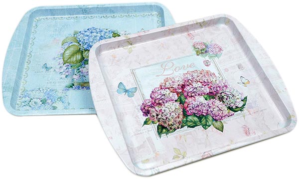 Tray XL made of metal with flower motif 24.5x19.5cm, 2