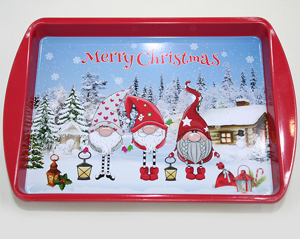 Wichtel Weihnachtstablett aus Metall 20x14cm, Motive