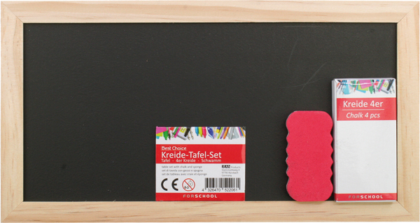 Chalkboard set 28x15cm, chalk colorful 4er,Sponge