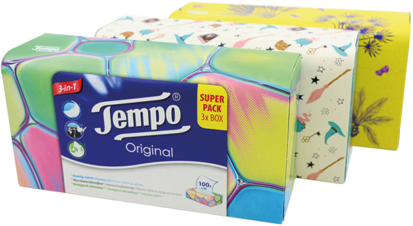 Tempo Tissues 3x100pcs in Box 4-layer