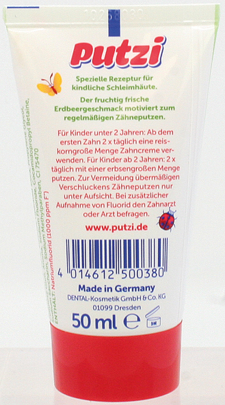 Zahncreme Putzi für Kinder 50ml Erdbeere