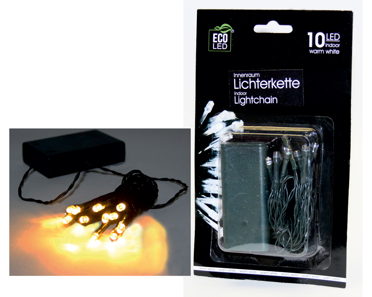 LED Lightchain 10 LED warm white, for indoor