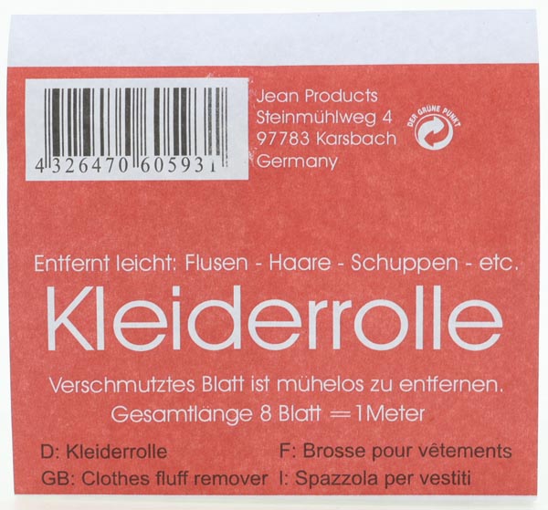 Kleiderrolle 1er 23 Blatt a 13,2cmx10cm