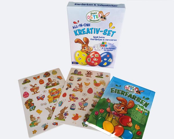 Easter creative set, egg dyes including sticker