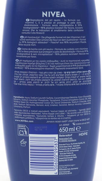 Nivea Bath 650ml Cream Care