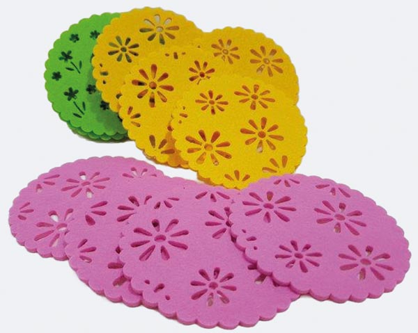 Bunte runde Filzuntersetzer 4er Set! 10x0,3x10cm, mit