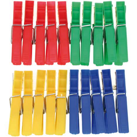 Clothes Pins 20pcs ea. 7.2cm Colours Asstd.