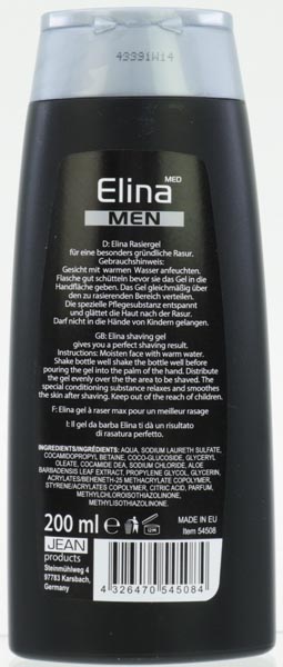 Shaving gel Elina 200ml in bottle (no aerosol)