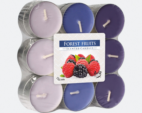 Tealights fragrance 18s forestfruit,block pack.