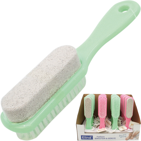 Pierre ponce avec brosse 17x3,5cm 2 couleurs trié