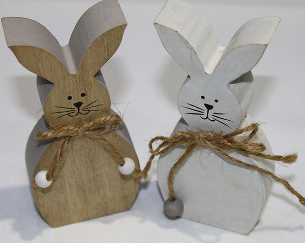 Classic rabbit decorated with jute ribbon and pearls