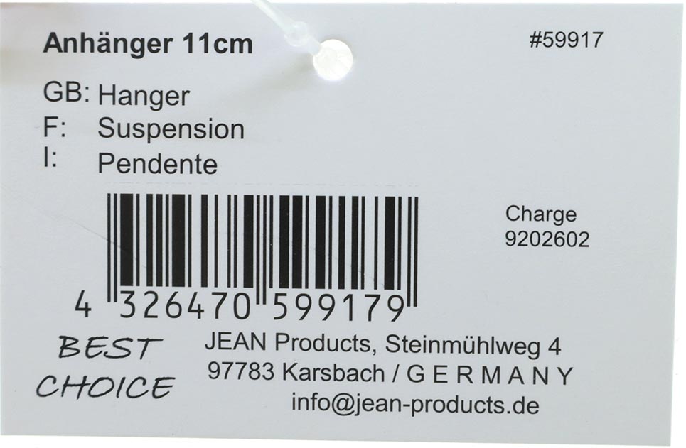 Aufhänger Stern oder Handschuh 11x8,5cm