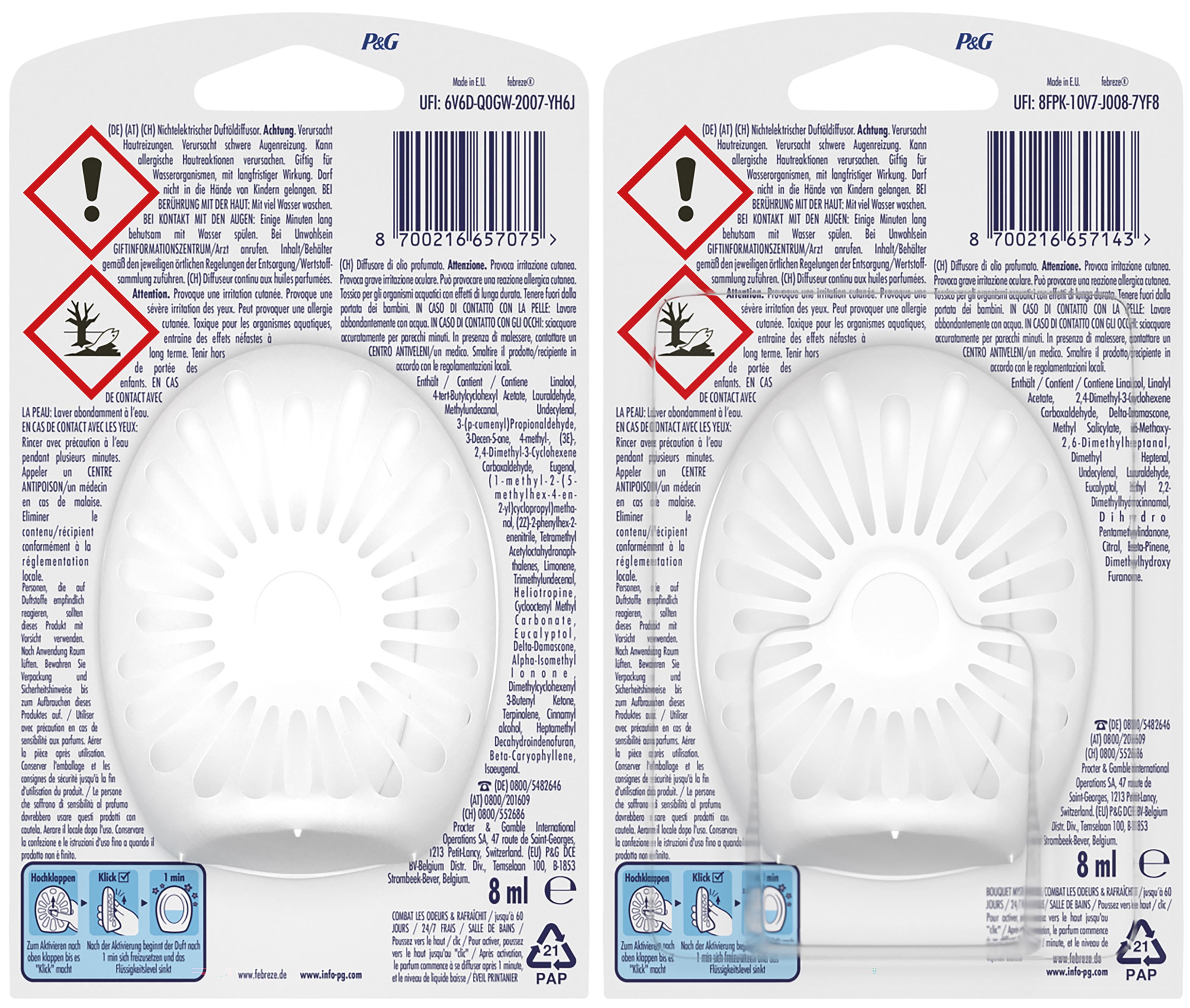 Febreze bath Refresher 8 ml 14's mixed box