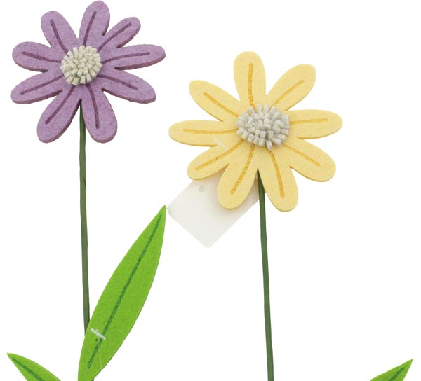 Felt flower 34x8cm, decorated with a wooden stick