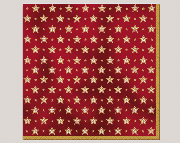 Napkins 20s, 3-ply 33x33cm 'Golden Stars