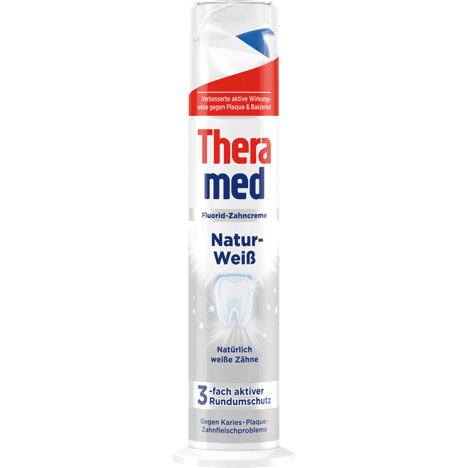 Theramed 100ml blancheur naturelle en display