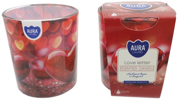 Duftkerze Motivglas 'Love' 100g Wachs 7x8cm