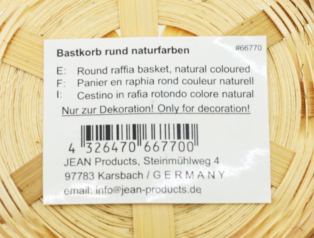 Bastkorb rund naturfarben 22,6x4cm Klassiker!