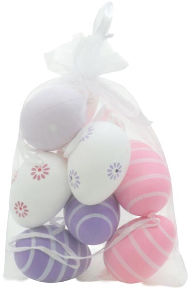 Easter eggs plastic w. motif, set of 8,each 6cm