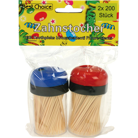 Toothstick 2x200 pcs in Spenderbox color ass.