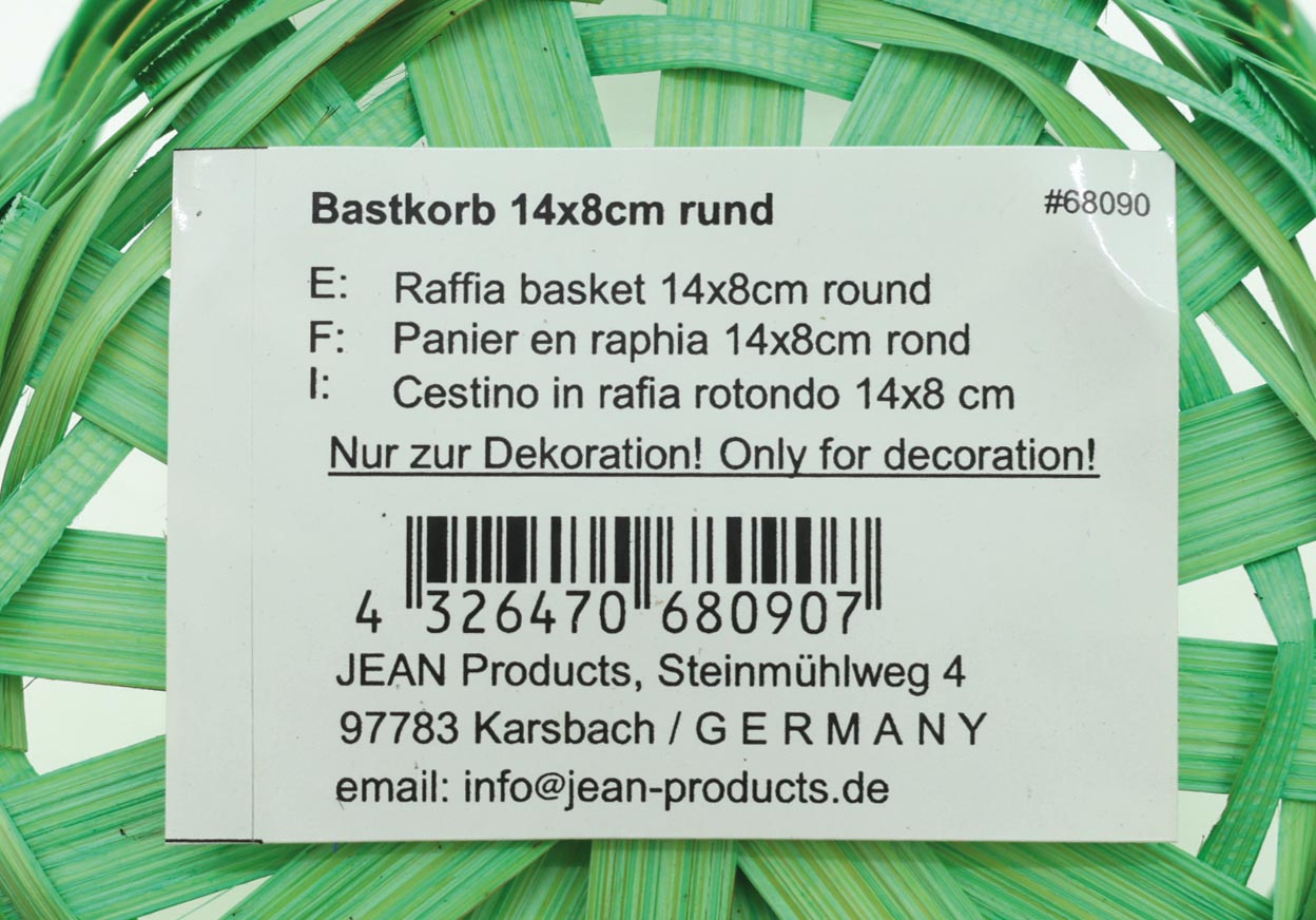 Bastkorb 14x8cm rund in Farben sortiert