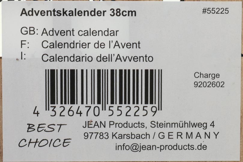 Toller Adventskalender XL aus Holz 38x2,3x10cm