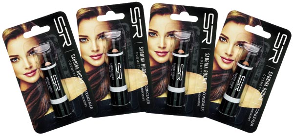 Kosm. Abdeckstift rund auf Blisterkarte 7x1,8cm