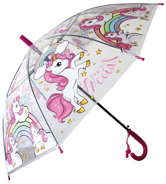 Umbrella unicorn stick automatic, transparent