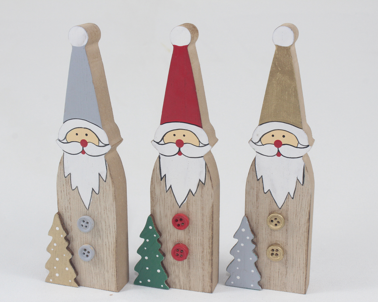 Wooden Santa XL 15x4,8x1,8cm, 3 assorted