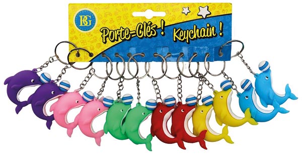 Schlüsselanhänger Delphin 6 Farben sortiert, 6cm