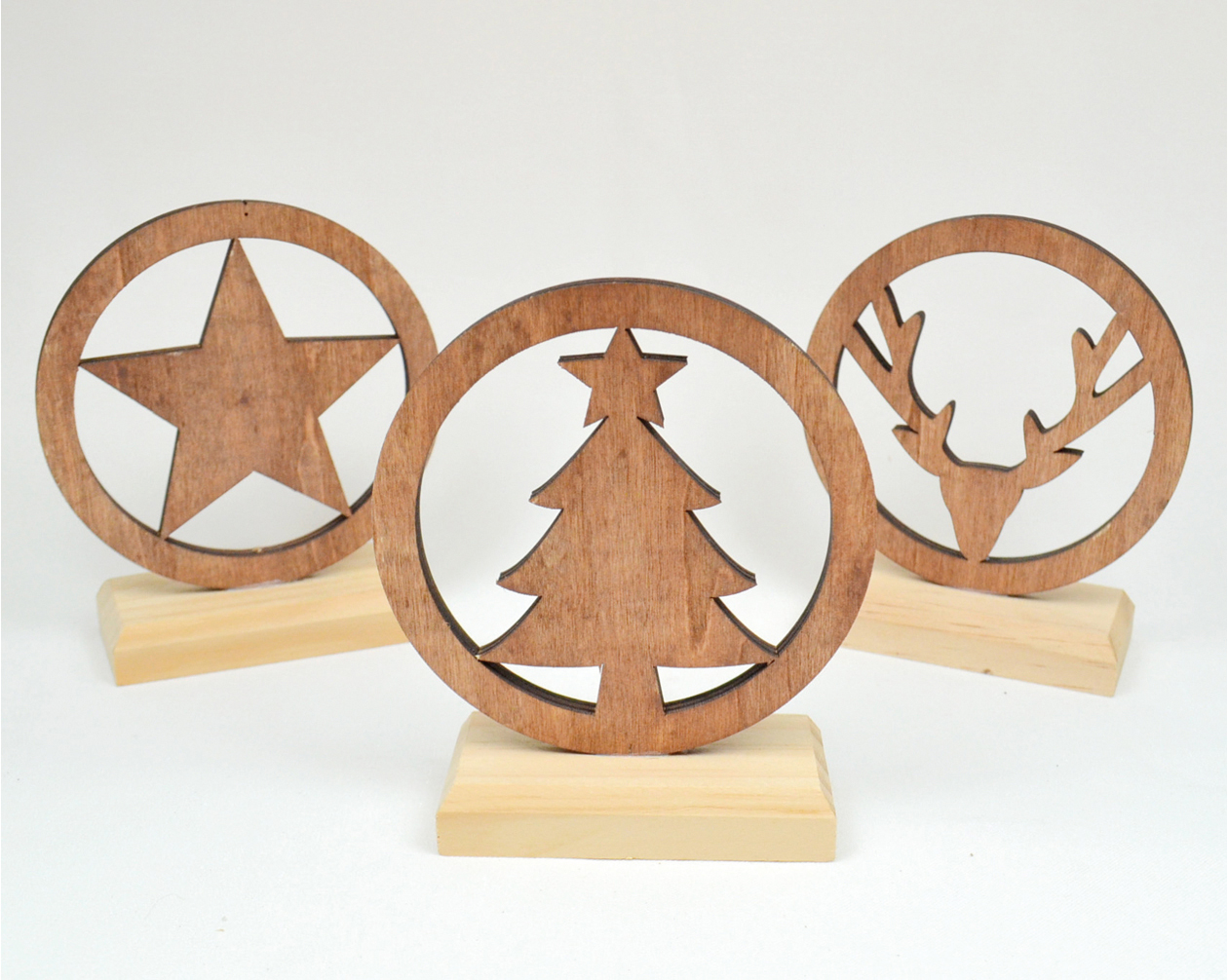 Wooden decoration 10.5x9x4cm, star, tree and