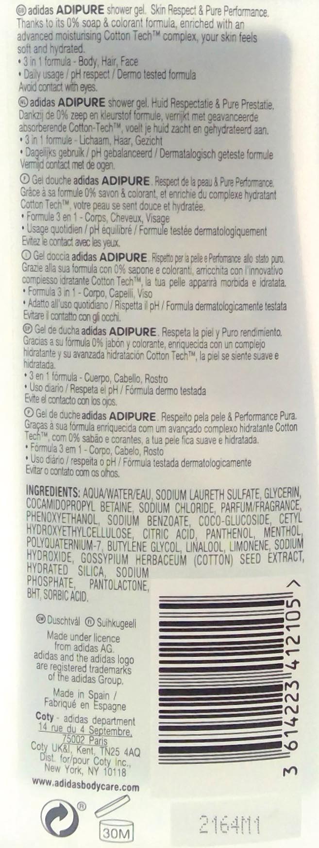 Adidas Shower 250ml 3in1 Adipure