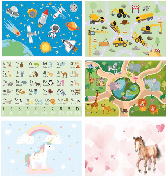 Desk pad kids, 6/s, approx. 65x45cm PP, 4 designs sorted,