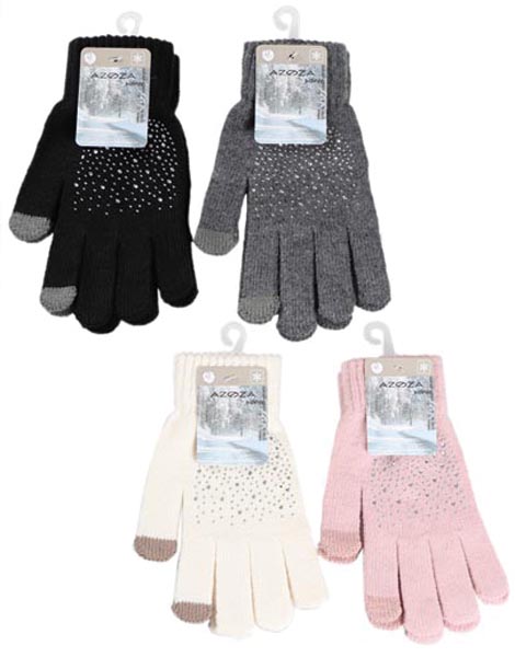 Winter Damen Handschuhe Glitter/Touch 3 Fb. sort