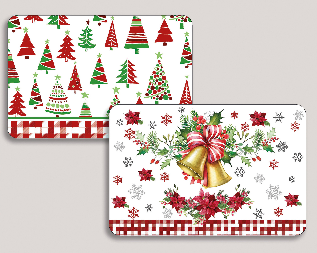 Placemat with beautiful bells and tree motif,