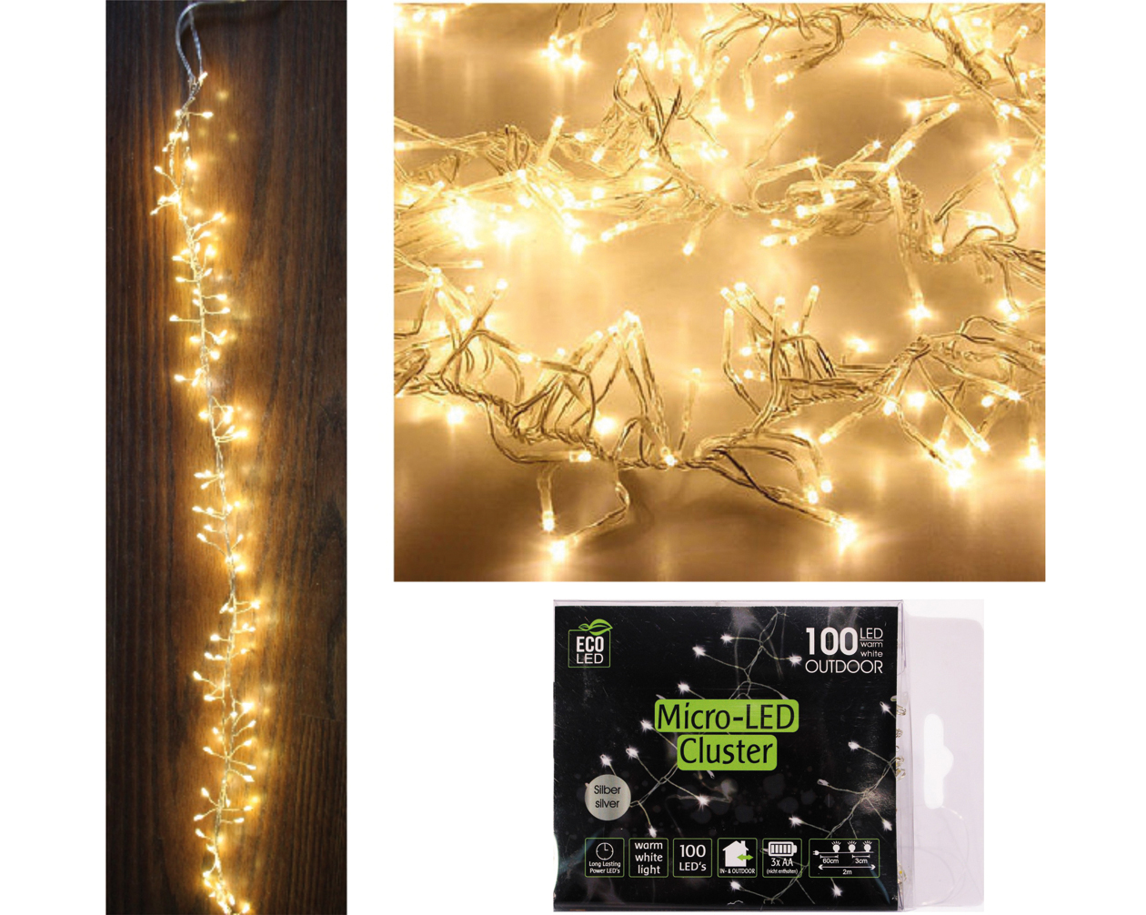 LED Drahtcluster Lichterkette 100er! Micro-LED