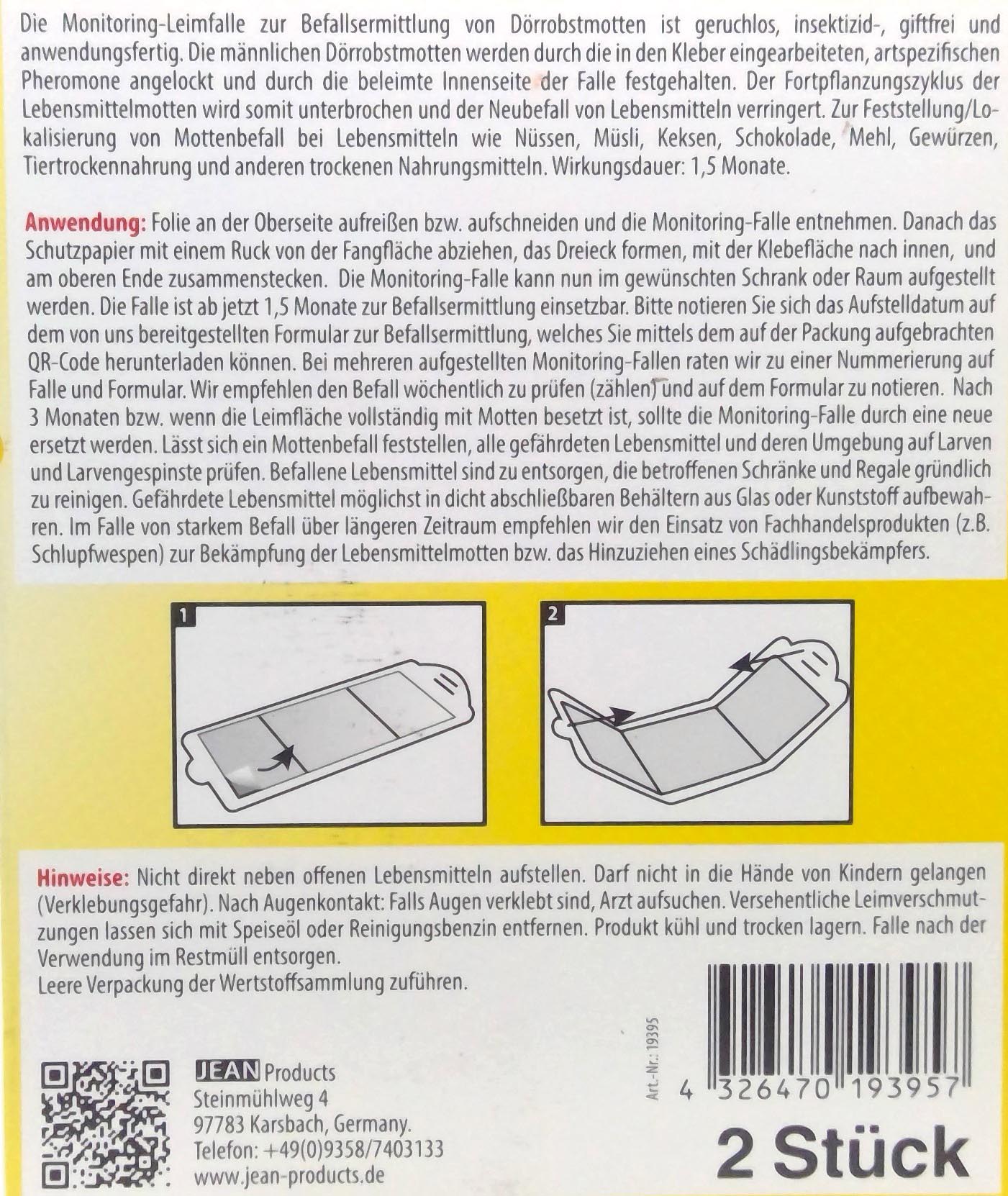 Mottenfalle 2er für Lebensmittelmotten Monitoring