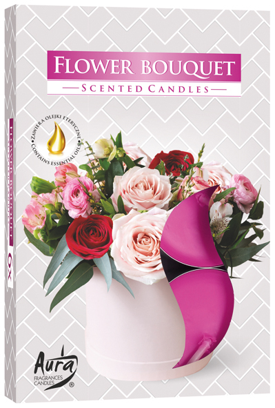 Tealight scented bouquet of 6 flowers in folding