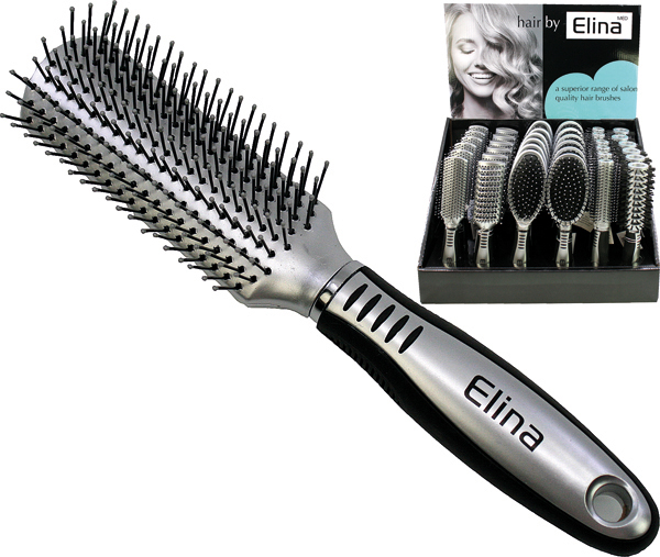 Hairbrush Luxury Rubber Grip Disp. 6 Styles Asstd