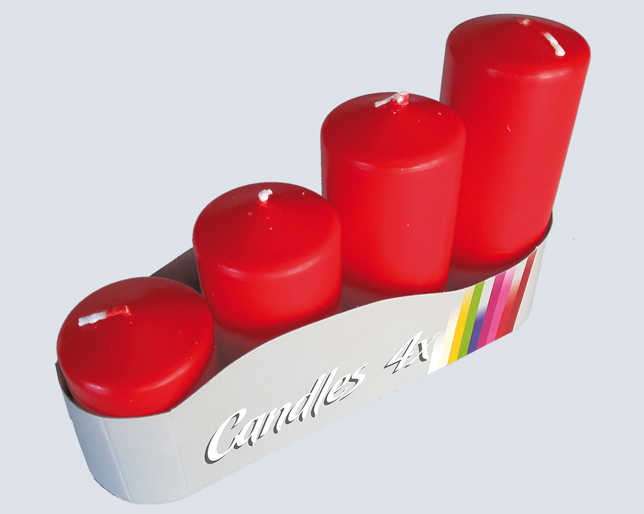 Pillar candles set of 4, 4 sizes assorted Red